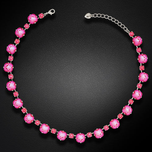 Kāzu kaklarota "Apžilbinošs Mirdzums IV (Lotus Pink DeLite)" ar Swarovski™ kristāliem